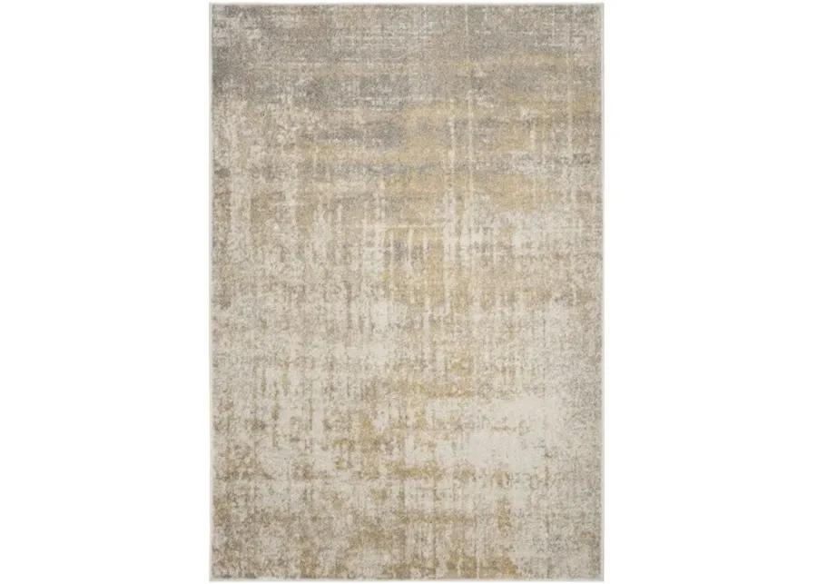 ADIRONDACK Contemporary Creme / Gold 2'-6" X 10' Powerloomed Rug