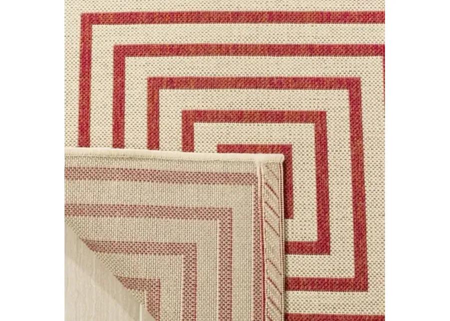 LINDEN 123 Collection LND123Q-28 Red / Creme 2'-2" X 8'