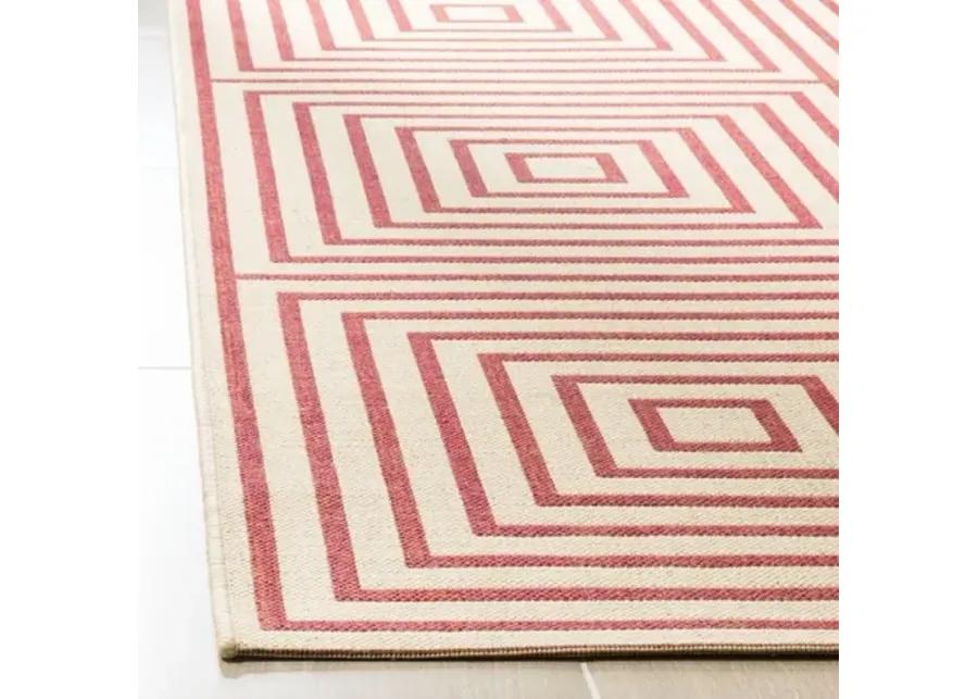 LINDEN 123 Collection LND123Q-28 Red / Creme 2'-2" X 8'