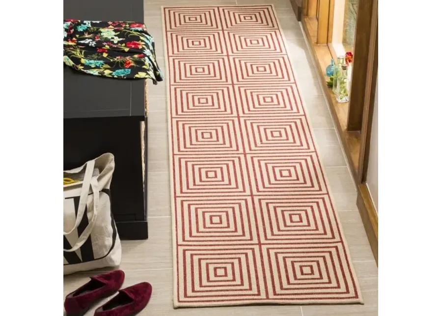 LINDEN 123 Collection LND123Q-28 Red / Creme 2'-2" X 8'