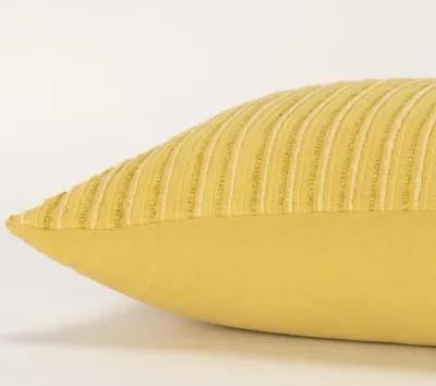 Stripe Patterned Solid Yellow Pillow