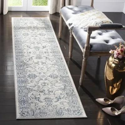 Brentwood 854 Light Grey / Blue 2' X 16' Runner Powerloomed Rug