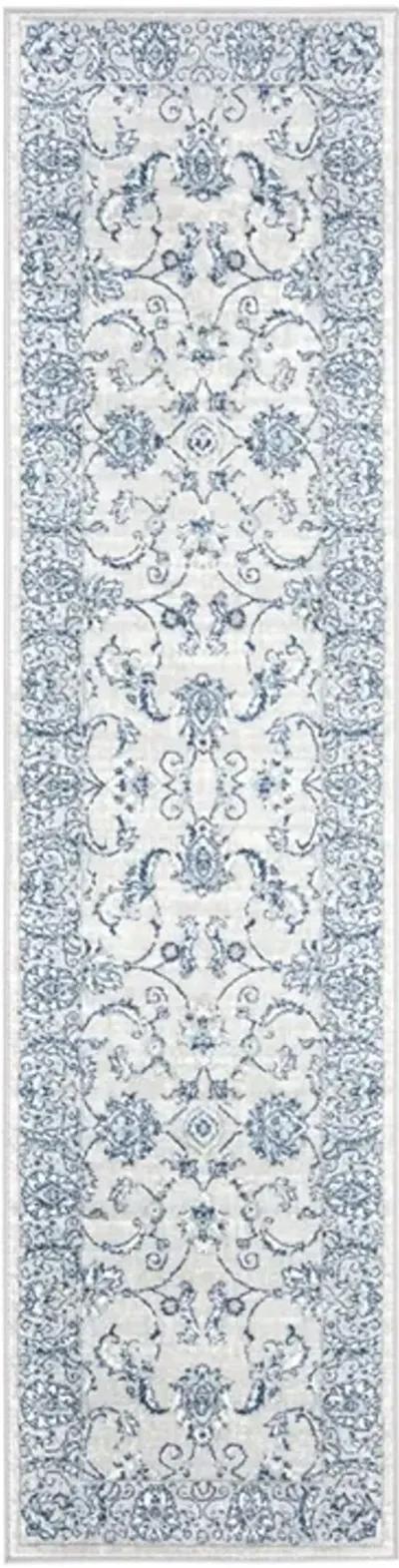 Brentwood 854 Light Grey / Blue 2' X 16' Runner Powerloomed Rug