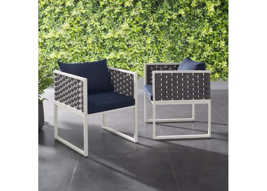 Stance Dining Armchair Outdoor Patio Aluminum Set of 2