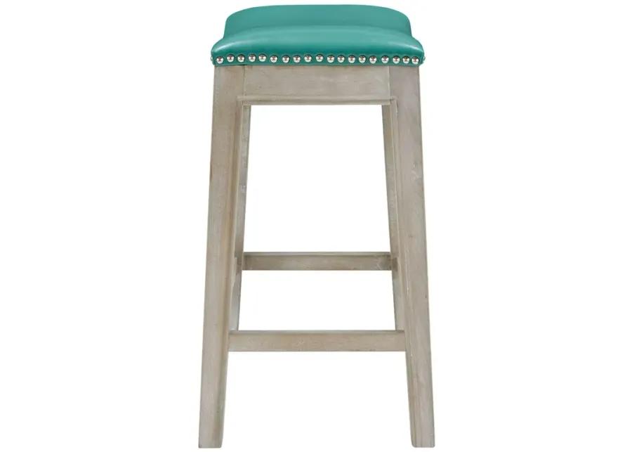 elmo bonded leather counter stool mystique gray frame, turquoise