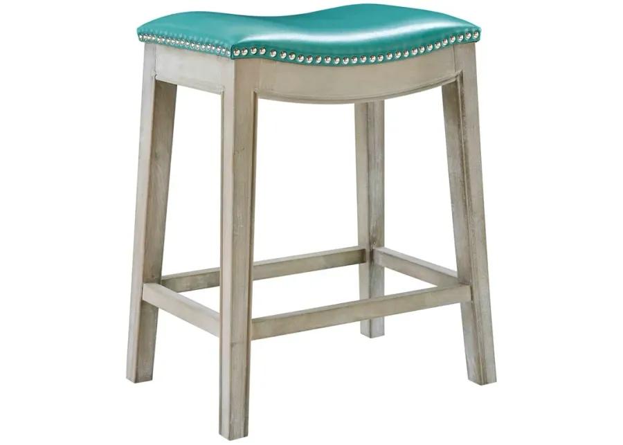 elmo bonded leather counter stool mystique gray frame, turquoise