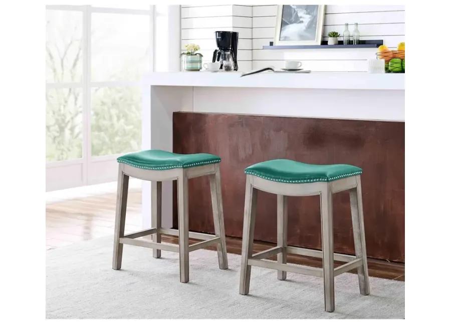 elmo bonded leather counter stool mystique gray frame, turquoise