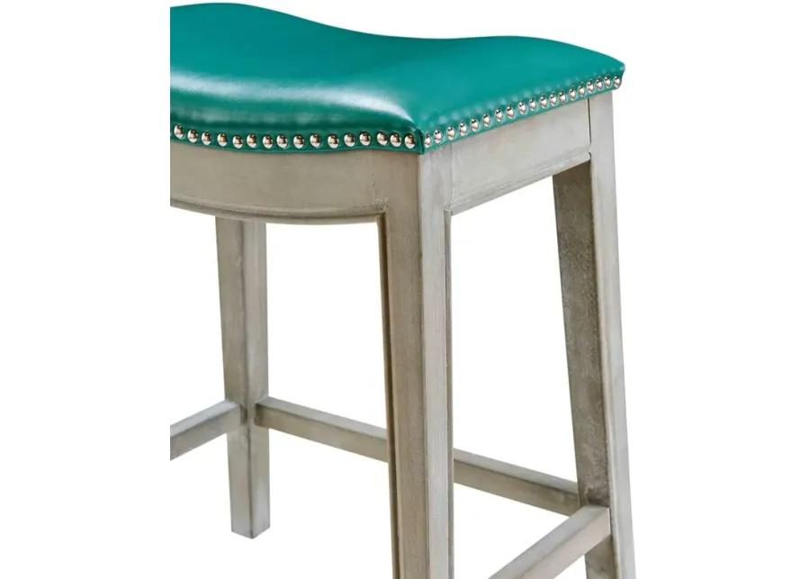 elmo bonded leather counter stool mystique gray frame, turquoise