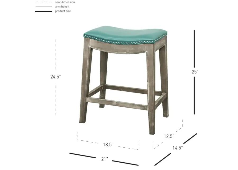 elmo bonded leather counter stool mystique gray frame, turquoise