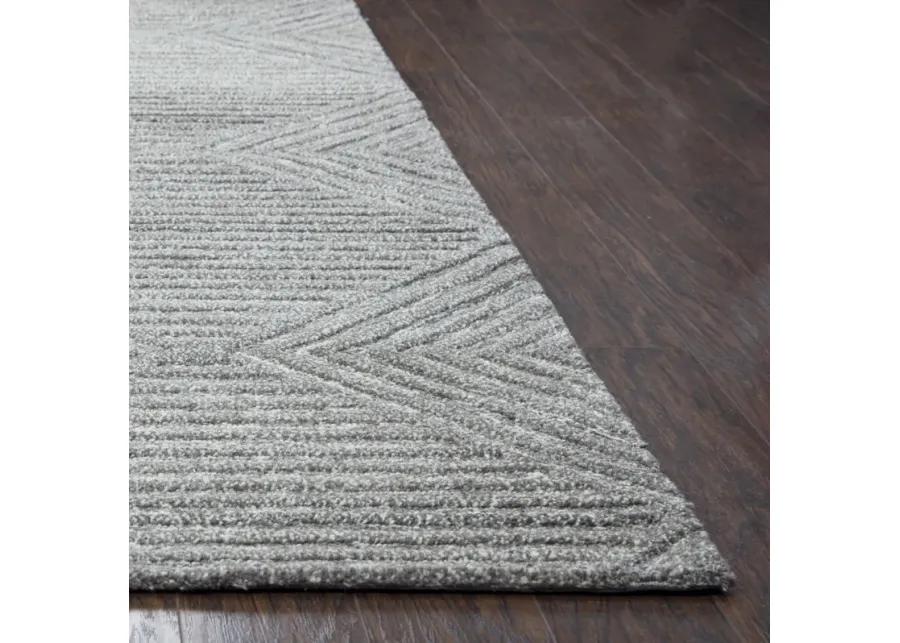 Suffolk Gray/Natural Geometric/Solid Wool 2'6" x 8' Runner Rug