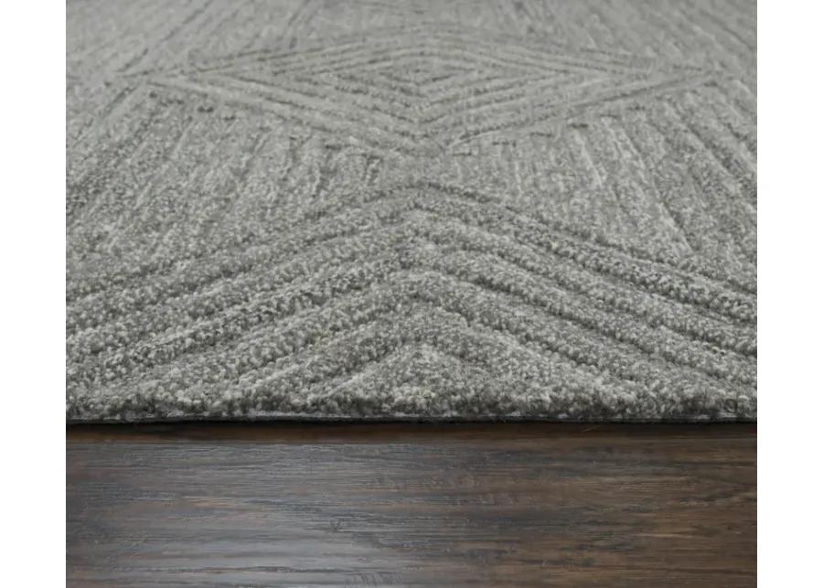 Suffolk Gray/Natural Geometric/Solid Wool 2'6" x 8' Runner Rug