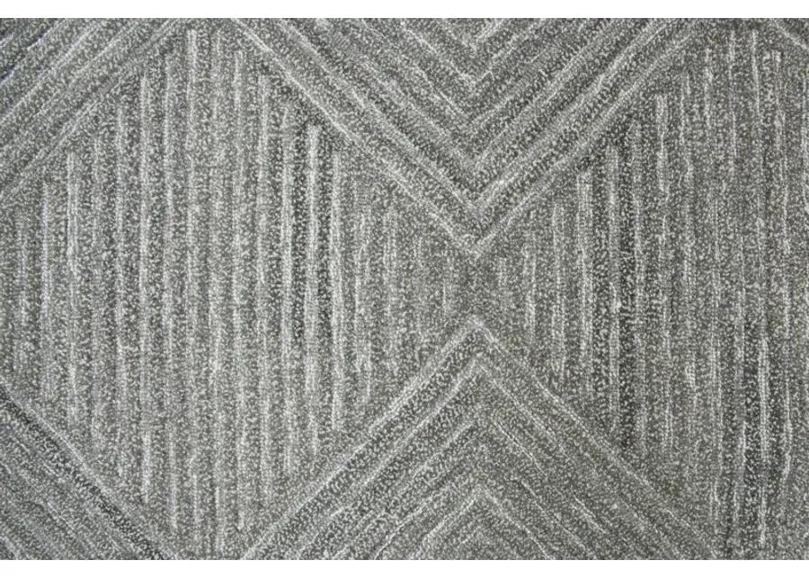 Suffolk Gray/Natural Geometric/Solid Wool 2'6" x 8' Runner Rug