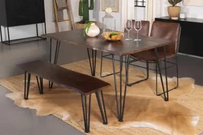 Topeka Live-edge Dining Bench Mango Cocoa and Gunmetal