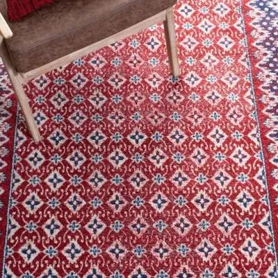 Brentwood 899 Red / Ivory 5'-3" X 7'-6" Medium Rectangle Powerloomed Rug