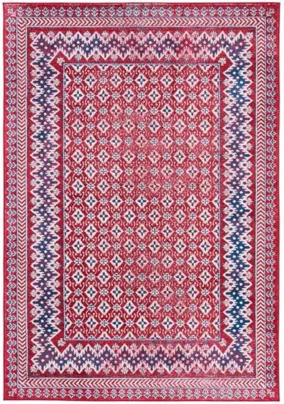 Brentwood 899 Red / Ivory 5'-3" X 7'-6" Medium Rectangle Powerloomed Rug