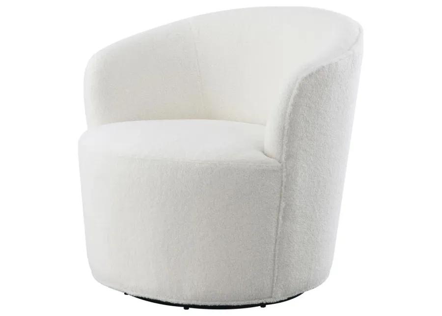 Joyce Upholstered Swivel Barrel Chair White