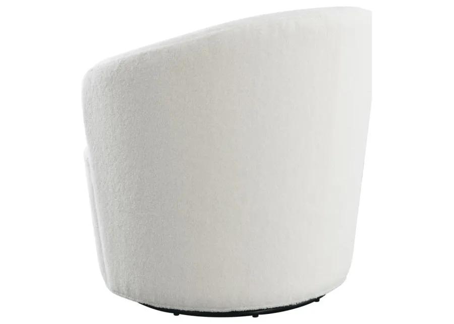 Joyce Upholstered Swivel Barrel Chair White