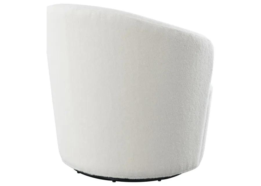 Joyce Upholstered Swivel Barrel Chair White