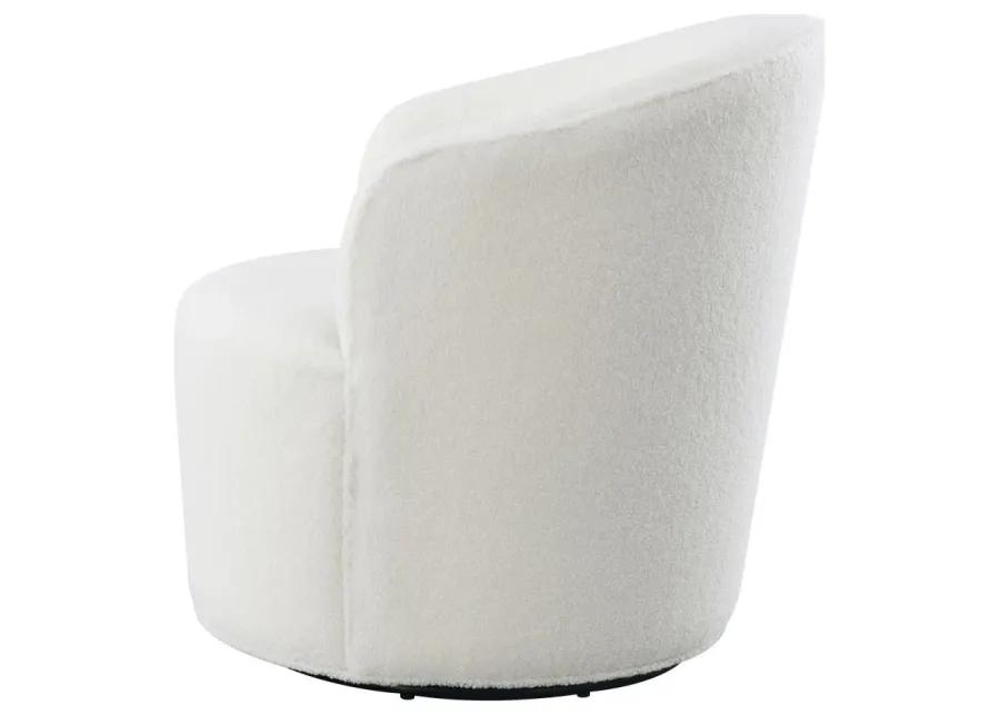 Joyce Upholstered Swivel Barrel Chair White