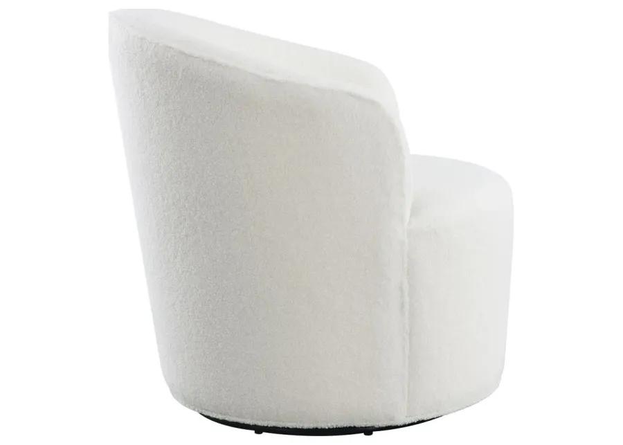 Joyce Upholstered Swivel Barrel Chair White