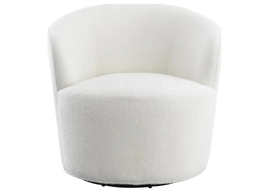 Joyce Upholstered Swivel Barrel Chair White