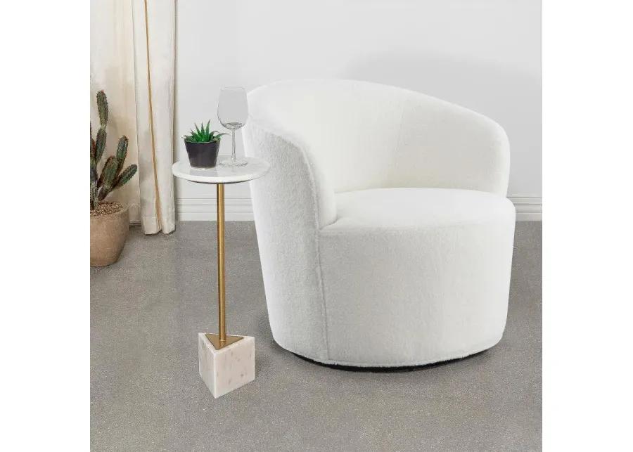 Joyce Upholstered Swivel Barrel Chair White