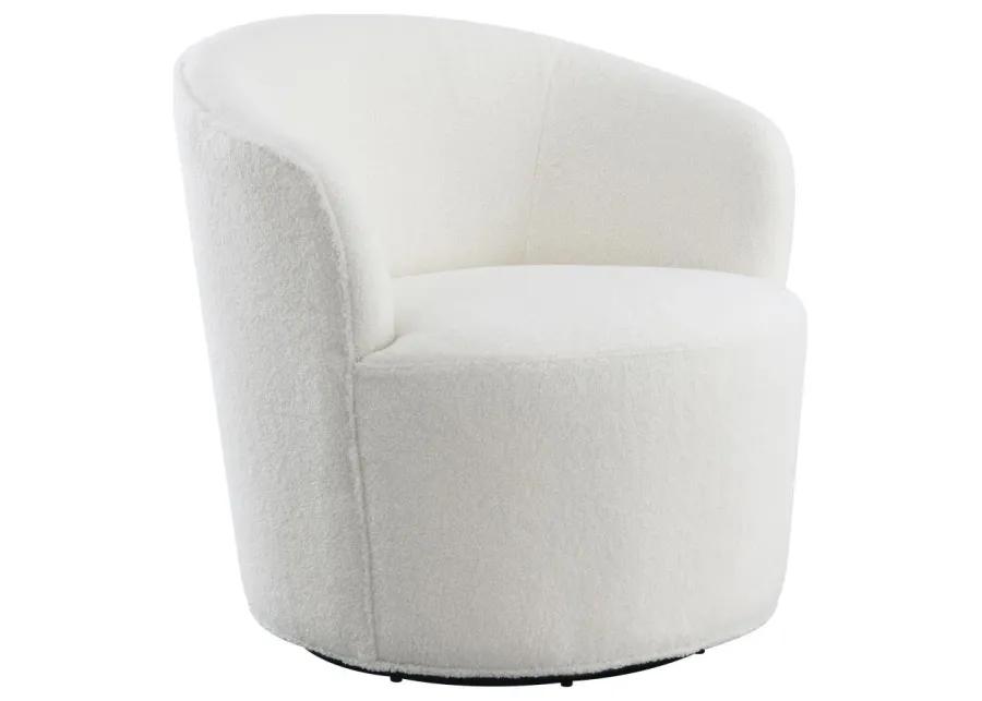 Joyce Upholstered Swivel Barrel Chair White