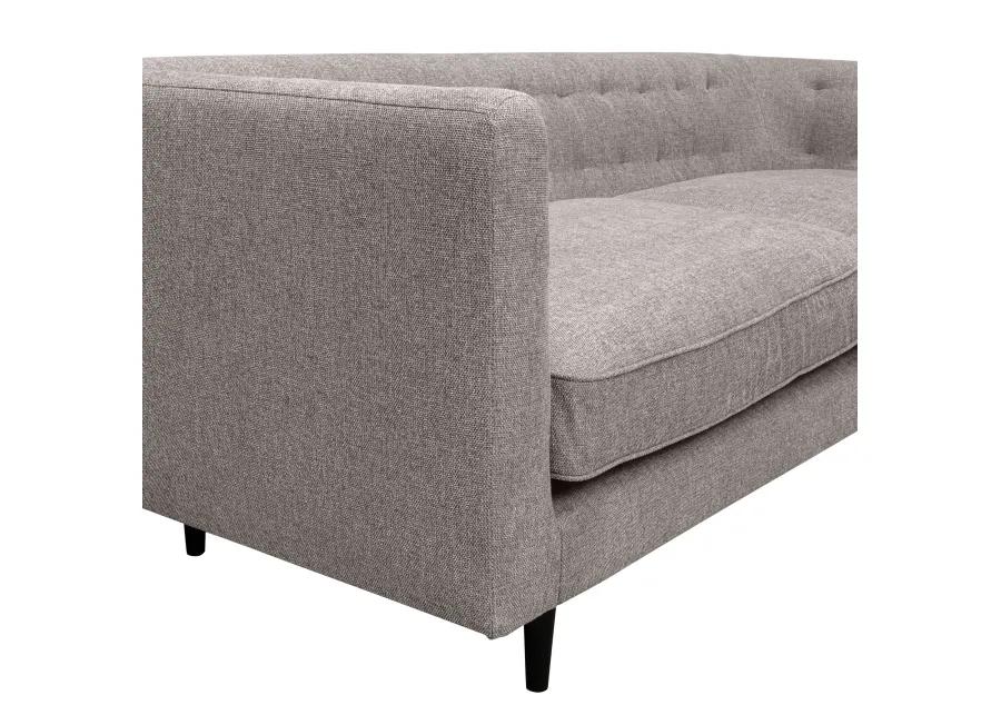 Annabelle 80" Gray Fabric Sofa with Black Wood Legs