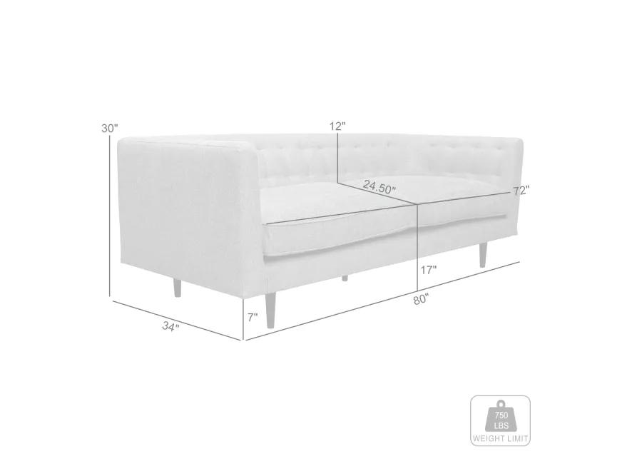 Annabelle 80" Gray Fabric Sofa with Black Wood Legs