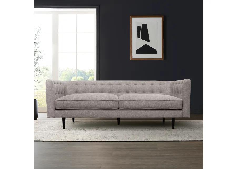 Annabelle 80" Gray Fabric Sofa with Black Wood Legs