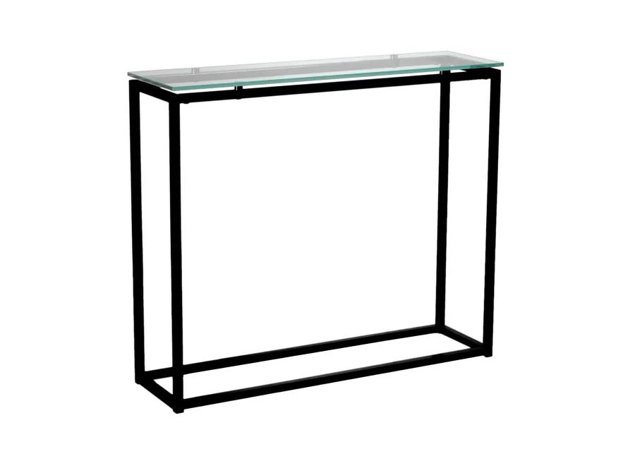 Sandor Console Table with Clear Tempered Glass Top and Black Frame