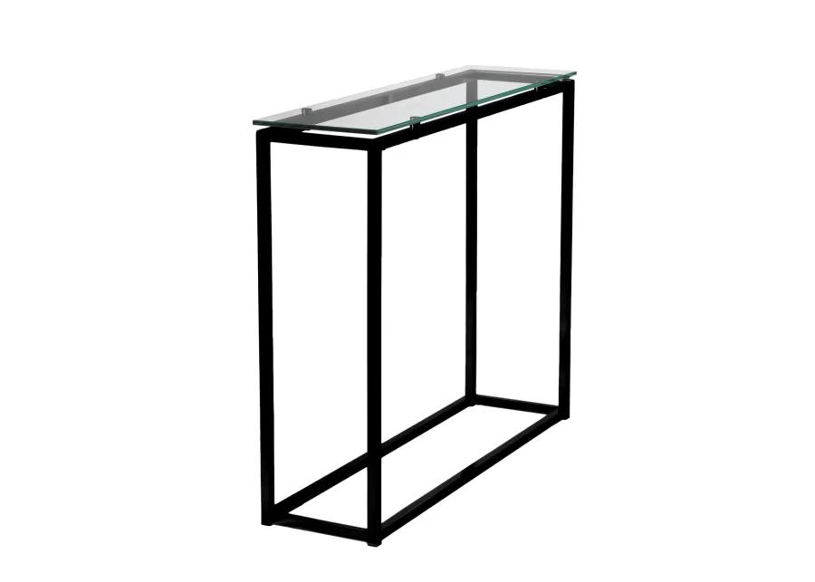 Sandor Console Table with Clear Tempered Glass Top and Black Frame