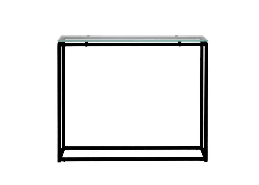 Sandor Console Table with Clear Tempered Glass Top and Black Frame