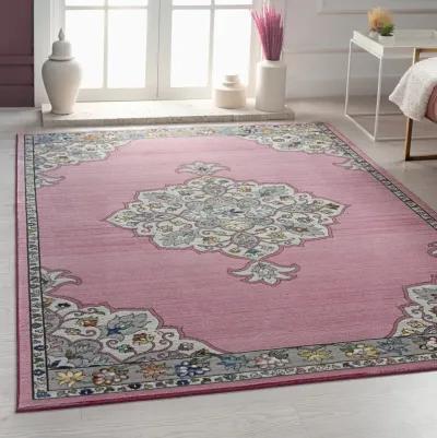 Galaxy Blushing Traditional Medallion Area Rug  7'6" x 9'6"