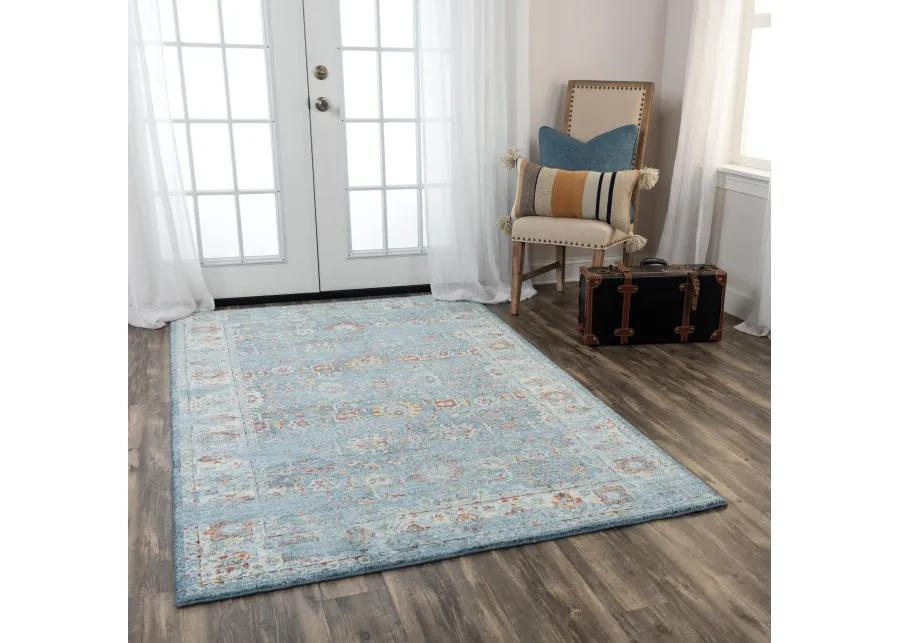 Ovation Blue/Beige distressed/classical N Z wool 2' x 3'  Rectangle Rug