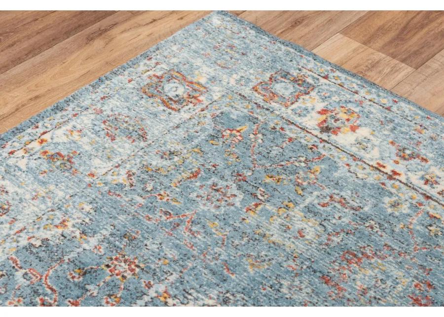 Ovation Blue/Beige distressed/classical N Z wool 2' x 3'  Rectangle Rug