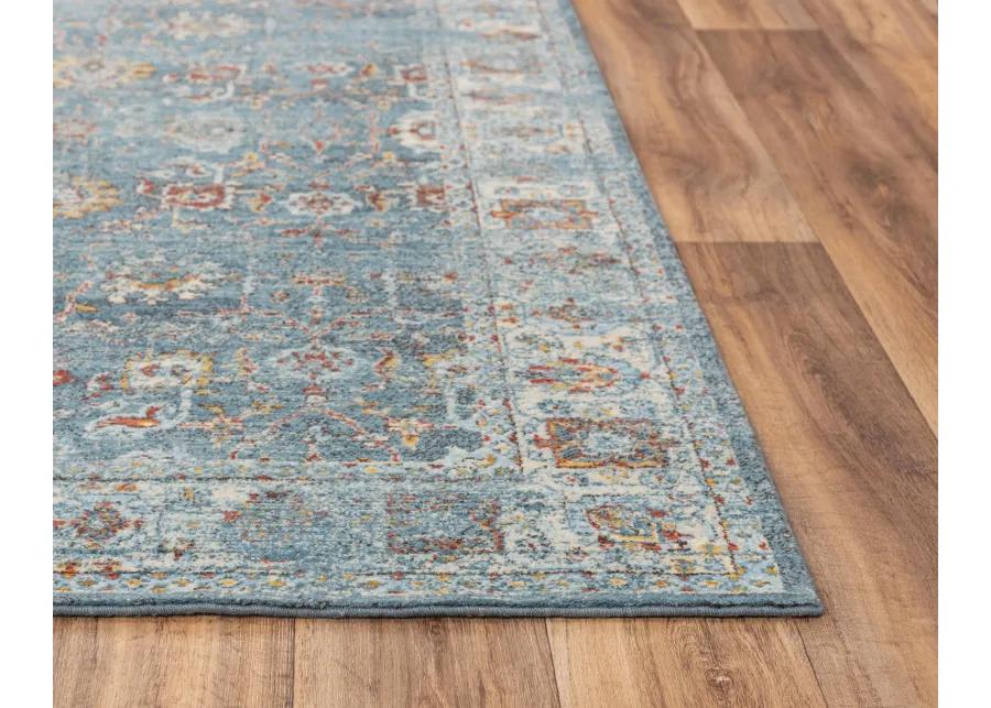 Ovation Blue/Beige distressed/classical N Z wool 2' x 3'  Rectangle Rug