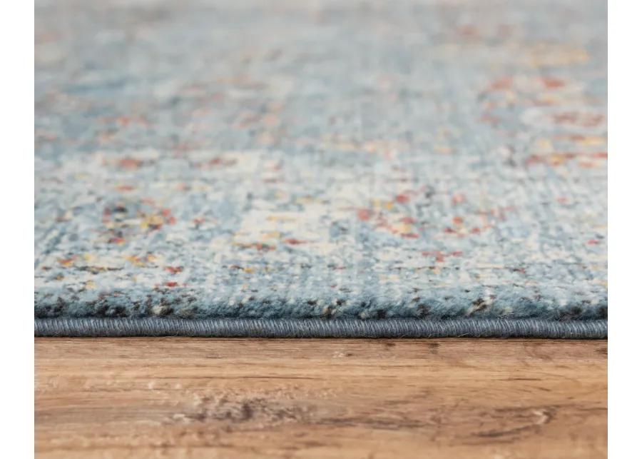 Ovation Blue/Beige distressed/classical N Z wool 2' x 3'  Rectangle Rug