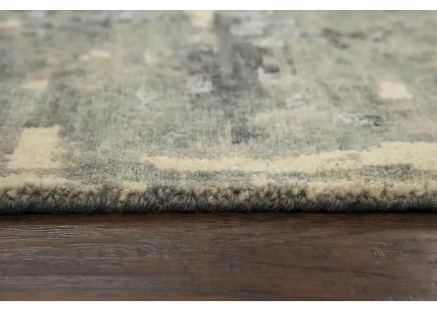 Finesse Gray/Beige Abstract Hand Spun New Zealand Wool/Tencel 6' x 9' Rectangle Rug