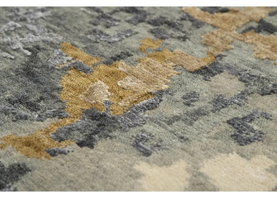 Finesse Gray/Beige Abstract Hand Spun New Zealand Wool/Tencel 6' x 9' Rectangle Rug