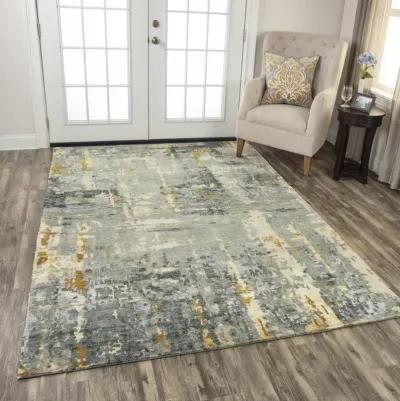 Finesse Gray/Beige Abstract Hand Spun New Zealand Wool/Tencel 6' x 9' Rectangle Rug