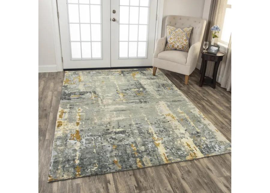 Finesse Gray/Beige Abstract Hand Spun New Zealand Wool/Tencel 6' x 9' Rectangle Rug