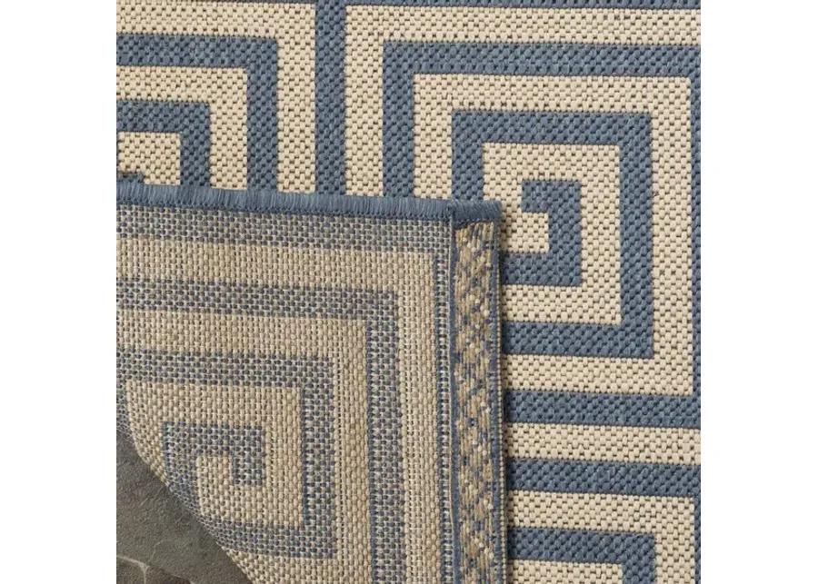 LINDEN 129 Collection LND129N-6SQ Cream / Blue 6'-7" X 6'-7" Square