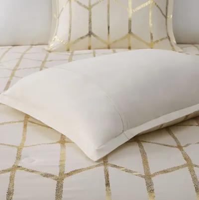 Intelligent Design Raina Ivory/Gold Metallic Printed Comforter Set