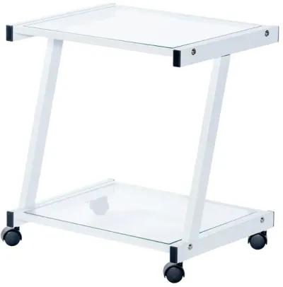 L-Series Printer Cart in White with Clear Glass