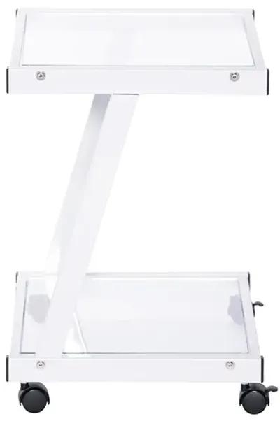 L-Series Printer Cart in White with Clear Glass