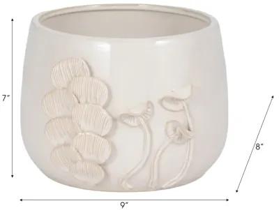 9" Mushroom Applique Planter, Ivory