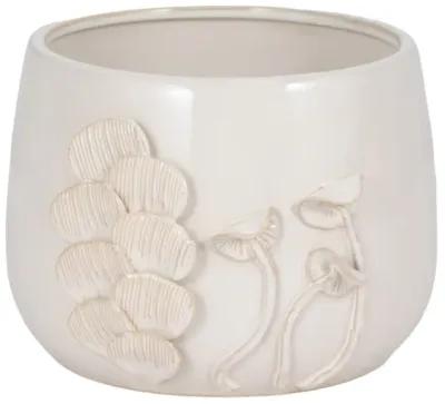 9" Mushroom Applique Planter, Ivory