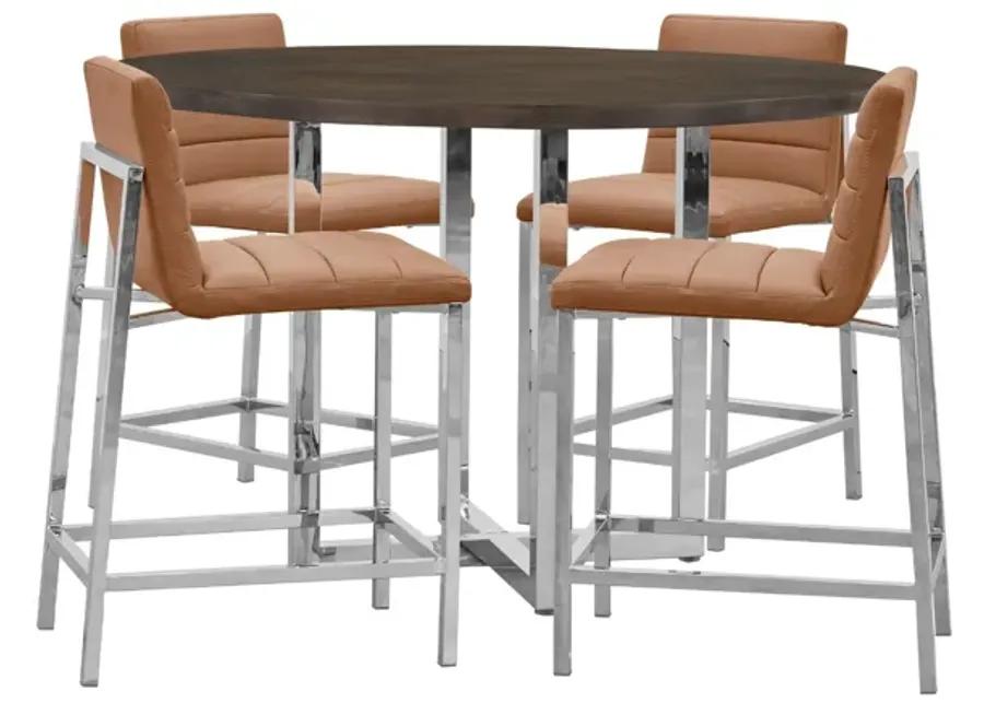 Amalfi Metal Back Counter Stool in Cognac