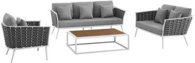 Stance 4 Piece Outdoor Patio Aluminum Sectional Sofa Set